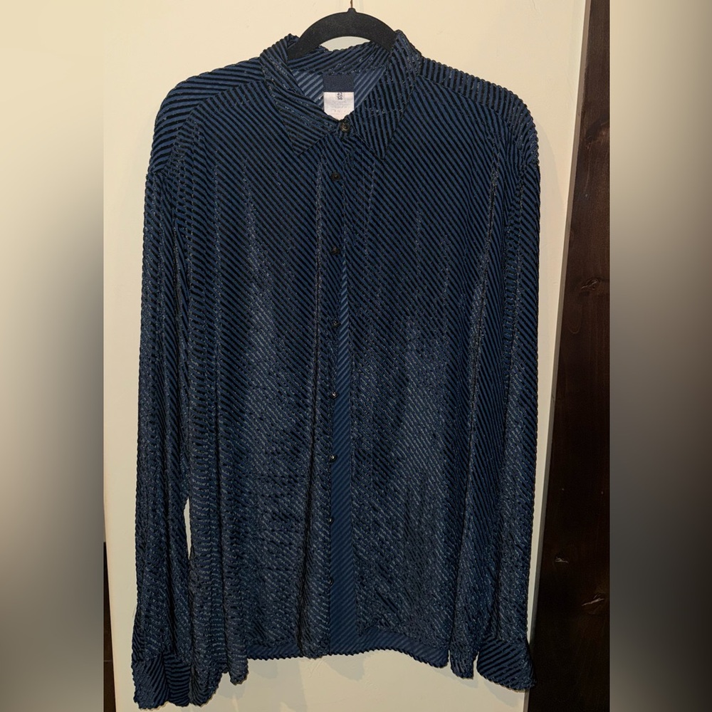 **SALE** Versace Blue and Black Striped Shirt
